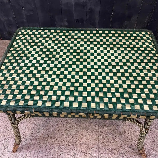 Mesa de Ratán Verde Art Deco | Francia, 1930