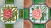 4 azulejos de diseño floral antiguos Majolica
