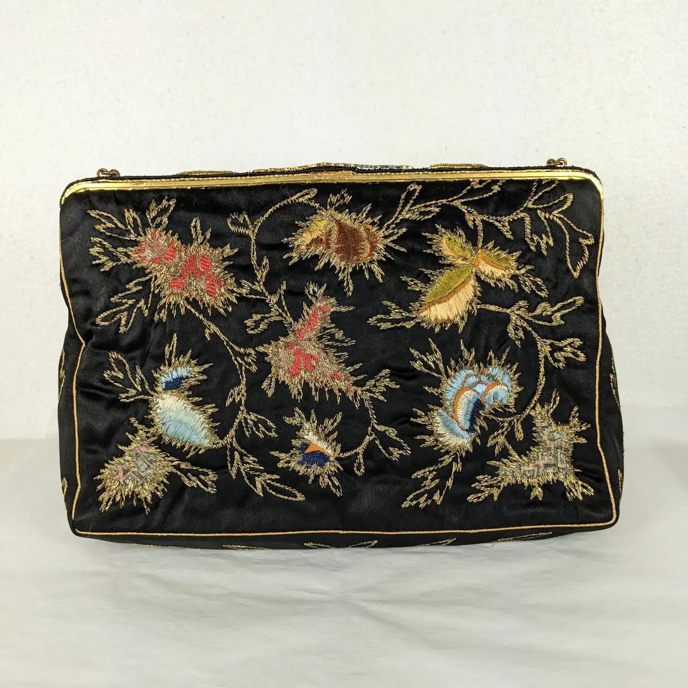 Bolso de Noche Bordado en Satén de Seda de 1950