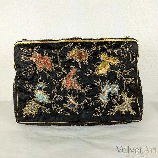 Bolso de Noche Bordado en Satén de Seda de 1950