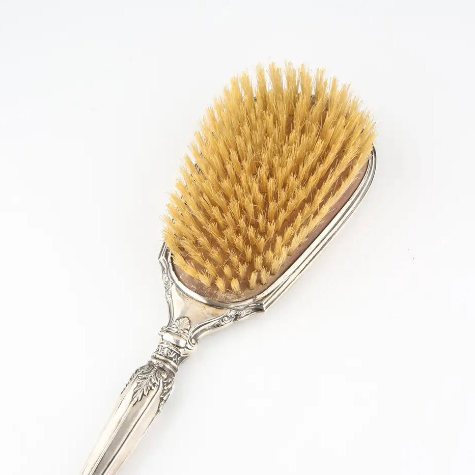 Juego de Tocador George Webster Co | Espejo y Cepillo de Plata de Ley de 1869