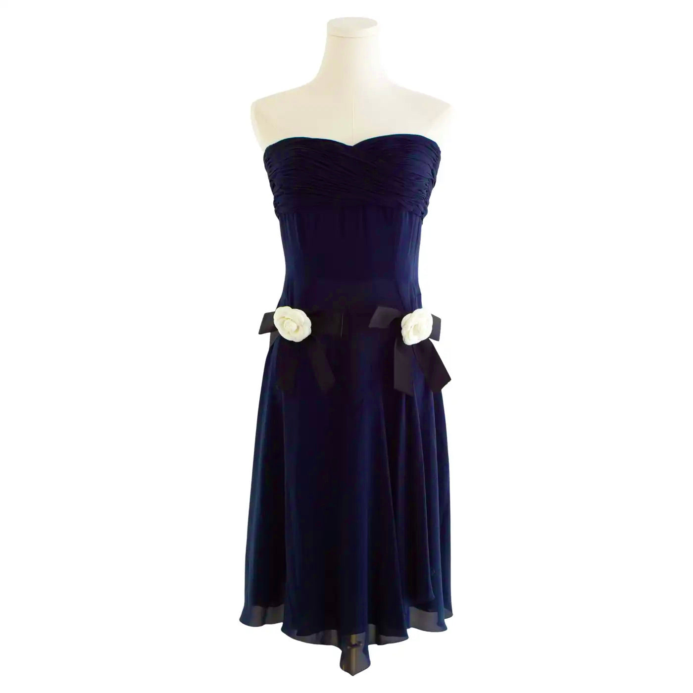 Vestido Chanel Seda Azul Escote Corazón Colección 1992