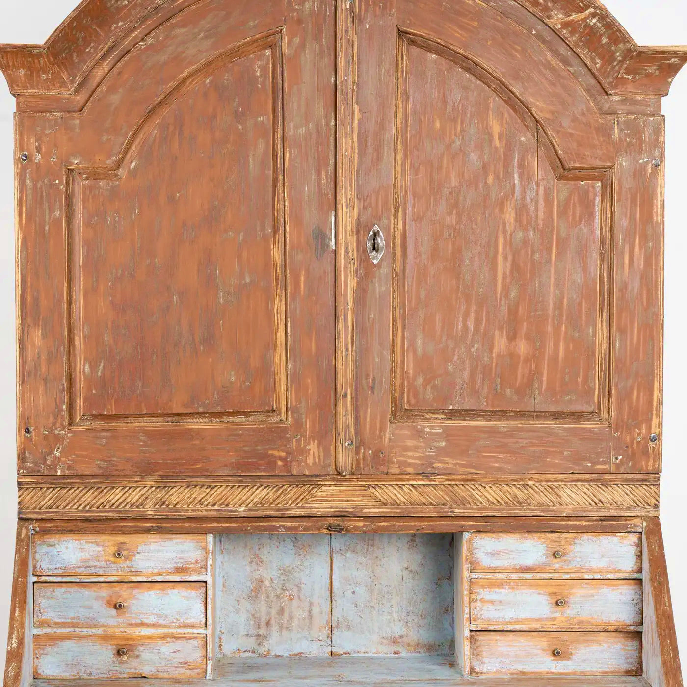 Secretaria de Pino Sueco Pintada del Siglo XIX