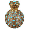 Antiguo Frasco de Perfume con Malla de Oro y Perlas Turquesa Estilo Imperio