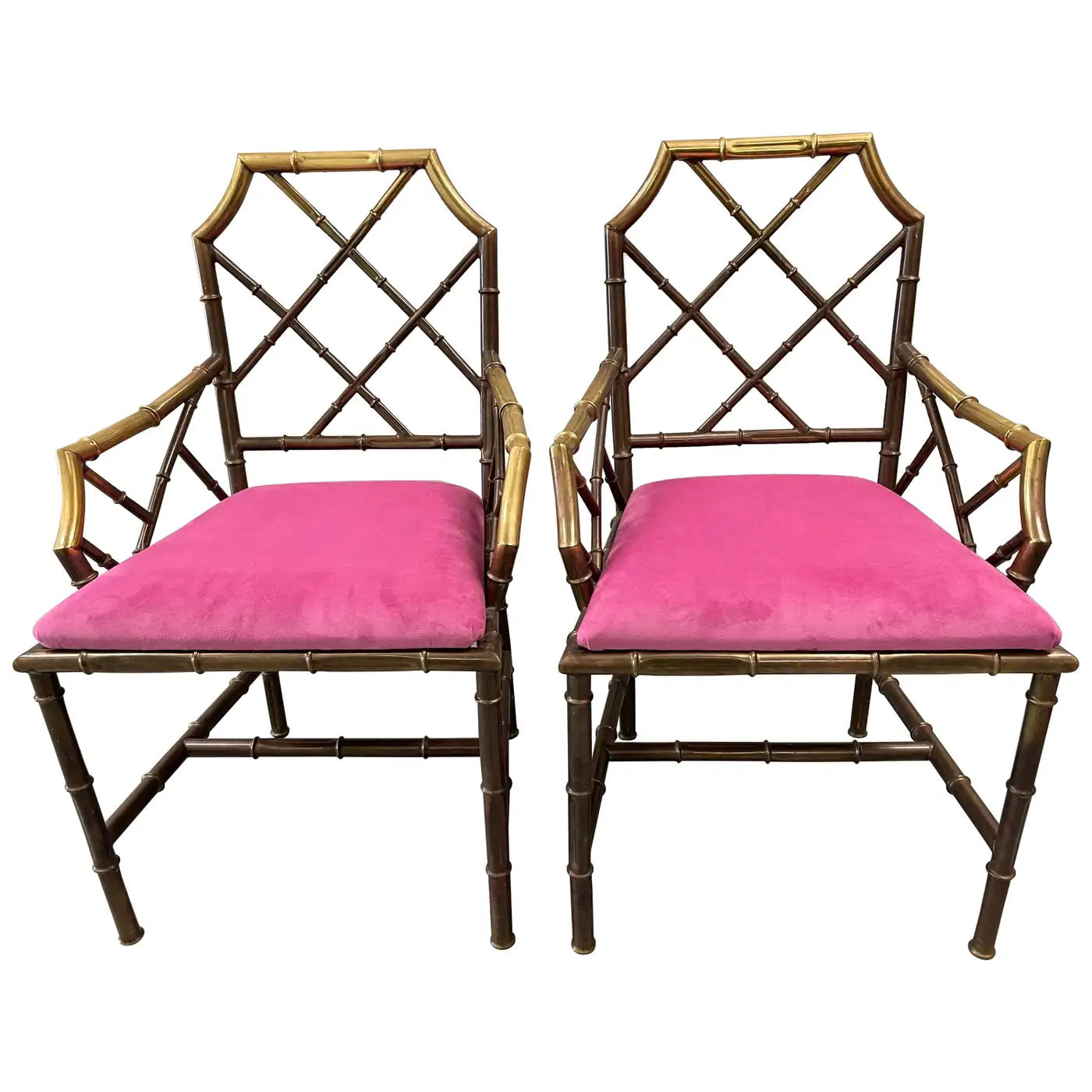 Sillas de Comedor Chinoiserie de Latón y Bambú. Italia, años 70