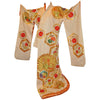 Kimono Ceremonial Japonés de Seda Bordada con Pavos Reales | Siglo XIX
