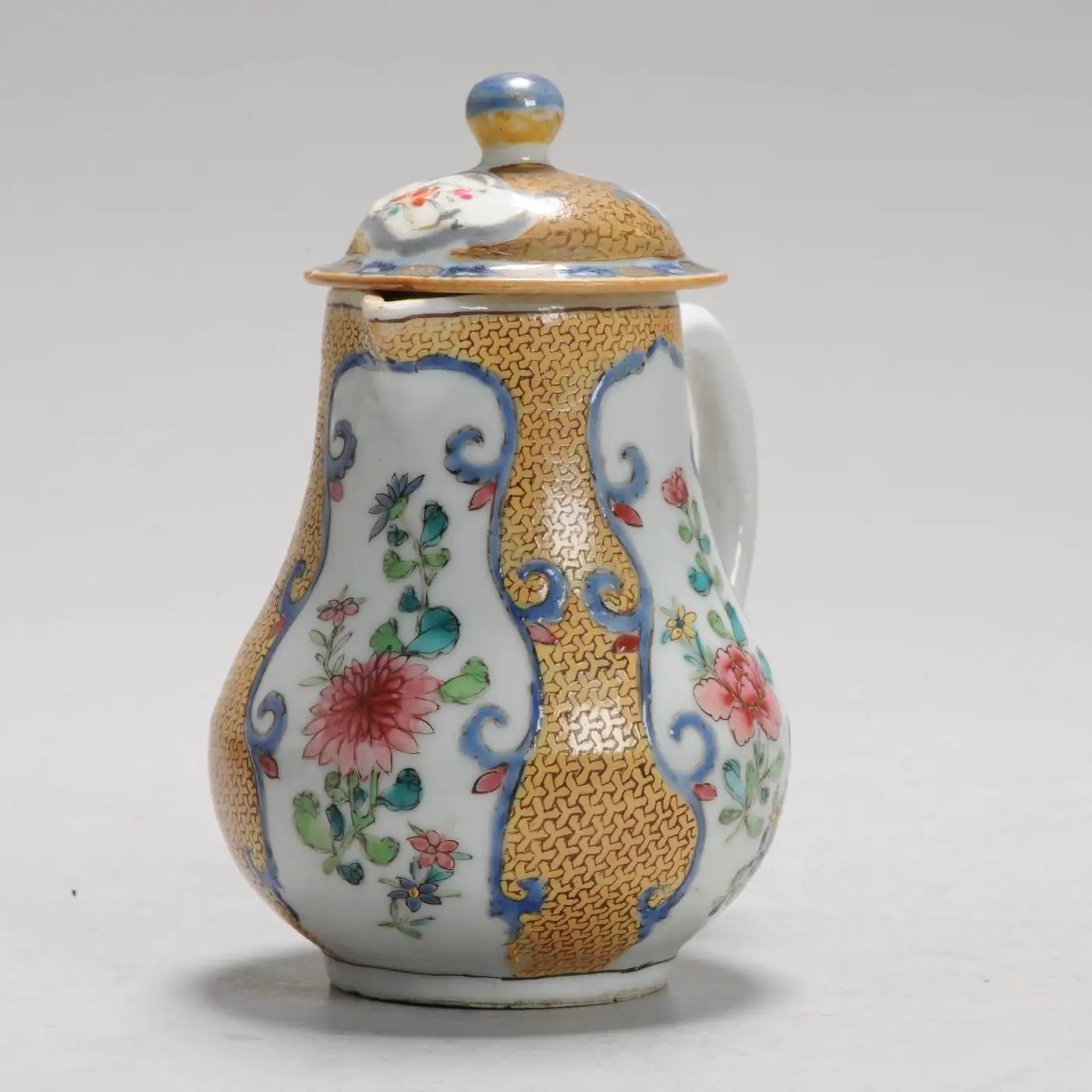 Cremera Té Porcelana China Amarilla y Azul del Siglo XVIII