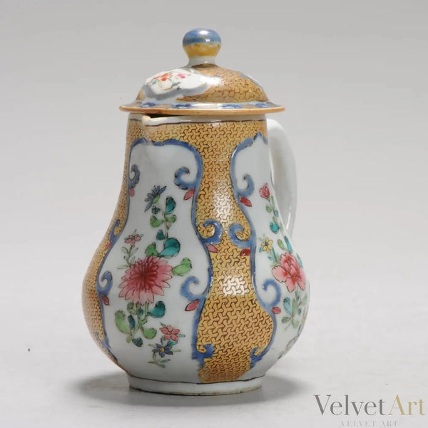 Cremera Té Porcelana China Amarilla y Azul del Siglo XVIII