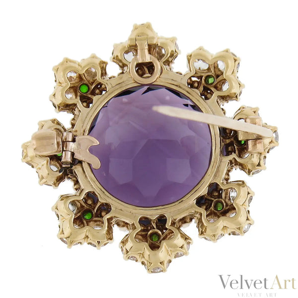 Broche Colgante Victoriano de Oro, Amatista y Brillantes de 1890