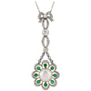 Colgante de Perla Natural Esmeralda y Diamante | Estilo Eduardiano |1910
