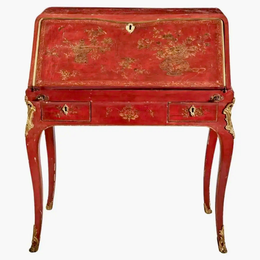 Escritorio Pierre Migeon Chinoiserie Roja Luis XV, 1740