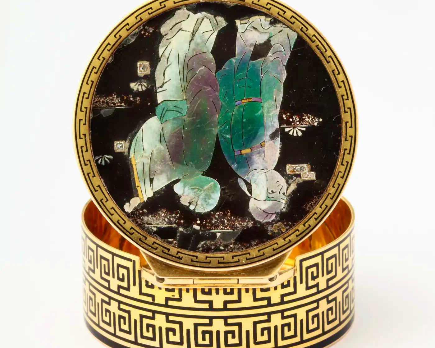 Cartier París Art Deco | Pastillero Chinoiserie Esmaltado de los Años 20