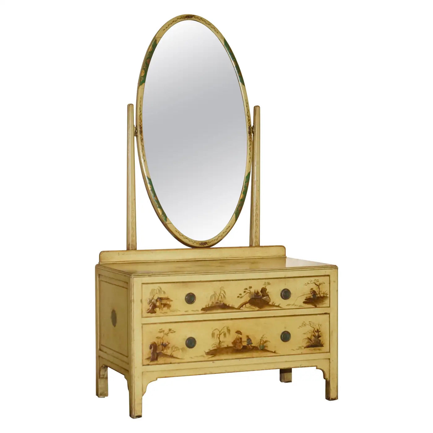 Cómoda Tocador Estilo Chinoiserie de Roble, Principios del Siglo XX