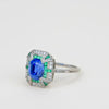 Anillo Eduardiano Zafiro, Diamante y Esmeralda, 1910