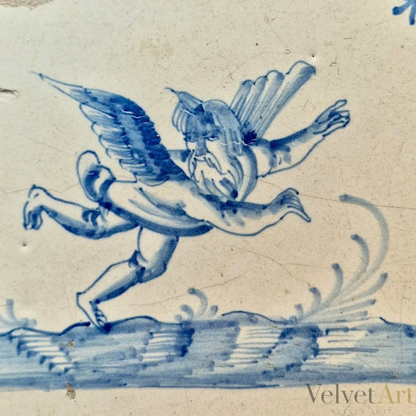 “Ícaro” | Azulejo Azul de Delft de 1640 | Siglo XVII