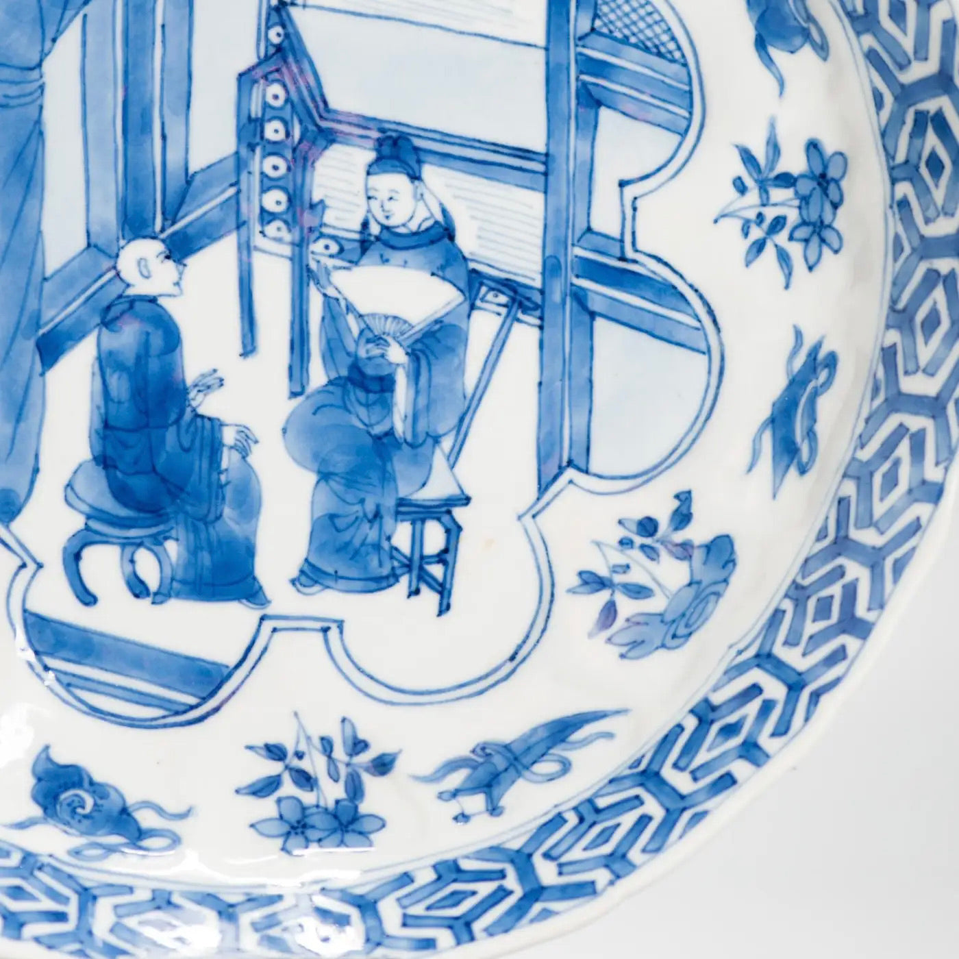 Plato Cheghua Periodo Kangxi del Siglo XIX en Azul Cobalto