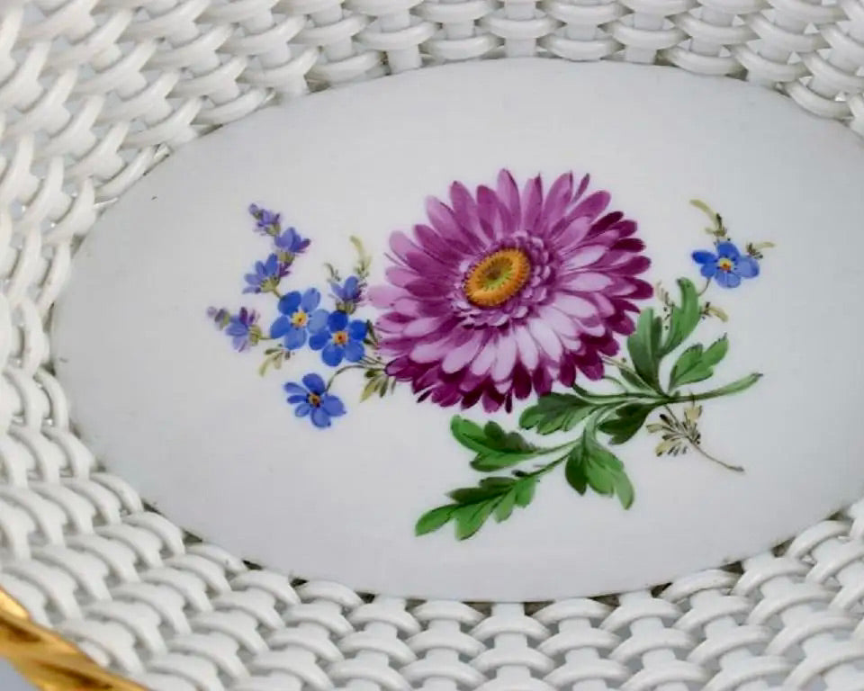 Cesta de Porcelana Trenzada | Meissen | Finales Siglo XIX