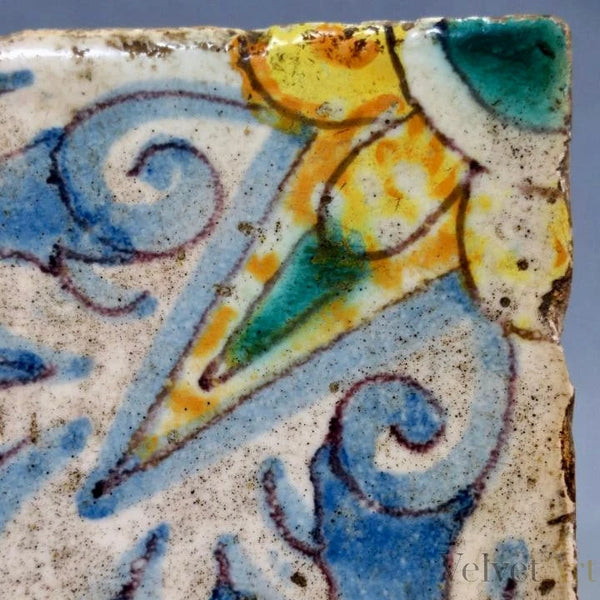 Azulejo de Triana Verde y Amarillo Esmaltado | Sevilla, Siglo XVII