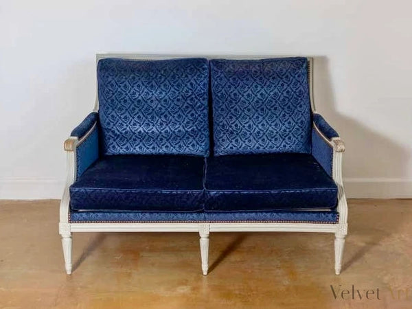 Sofá Azul Tapizado | Estilo Luis XVI | Francia Siglo XIX