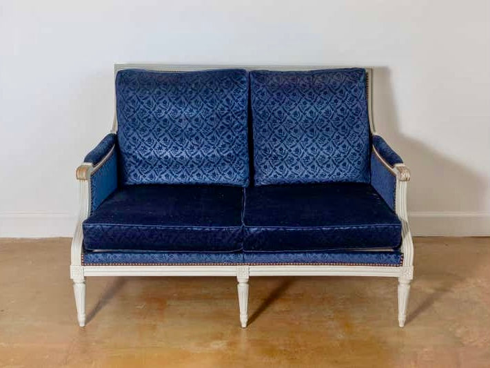 Sofá Azul Tapizado | Estilo Luis XVI | Francia Siglo XIX