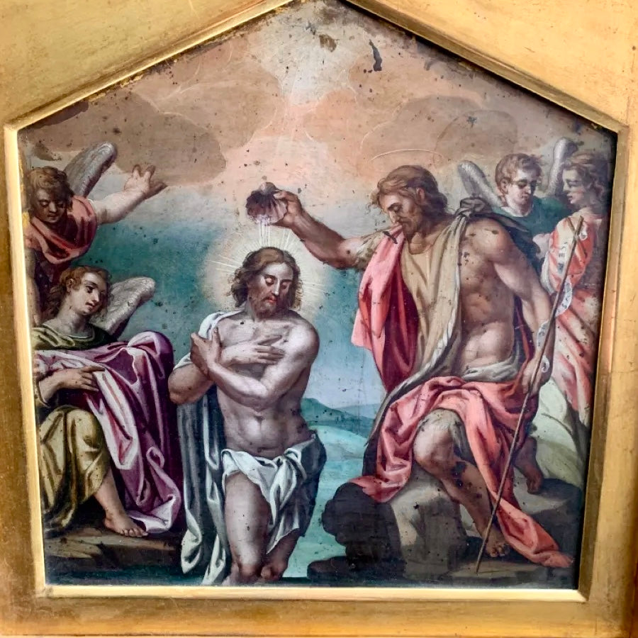 “El Bautismo de Cristo” | Óleo sobre Cobre | Siglo XVIII