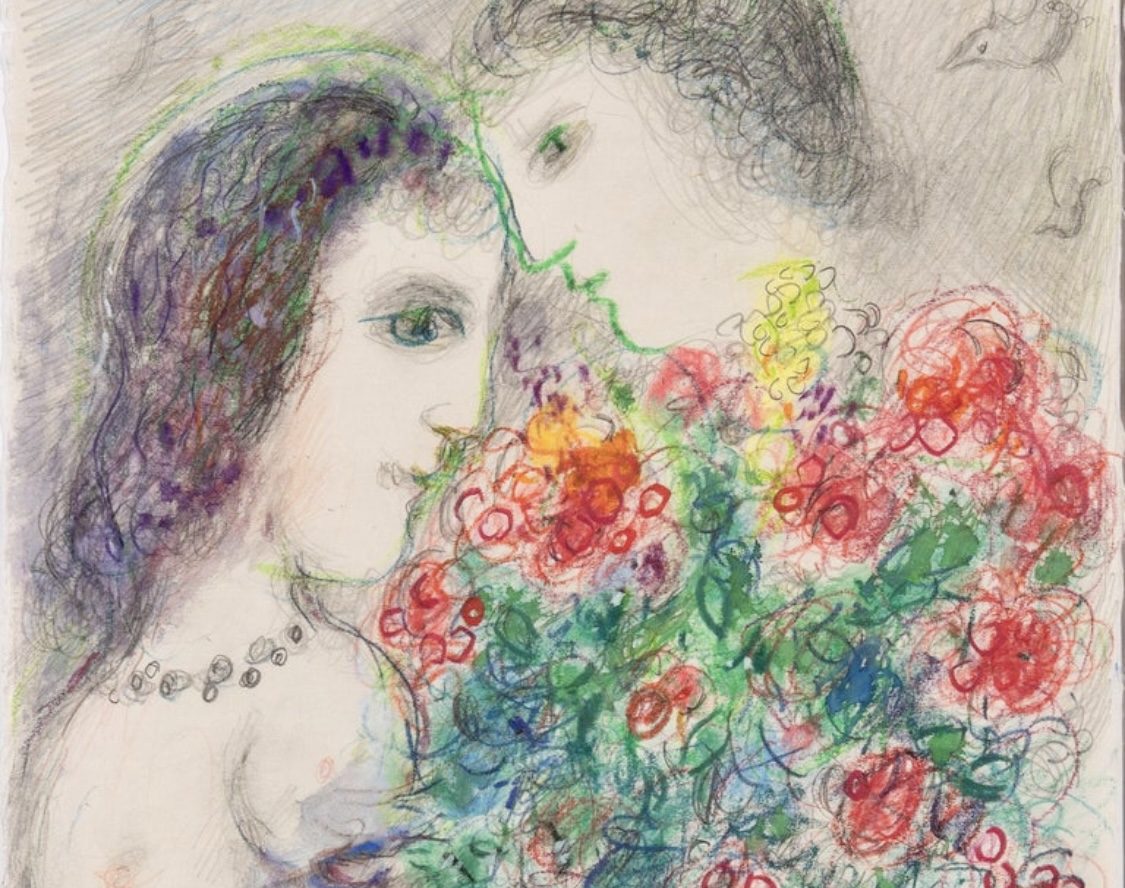 Marc Chagall Pareja de Flores y Pasas, 1976