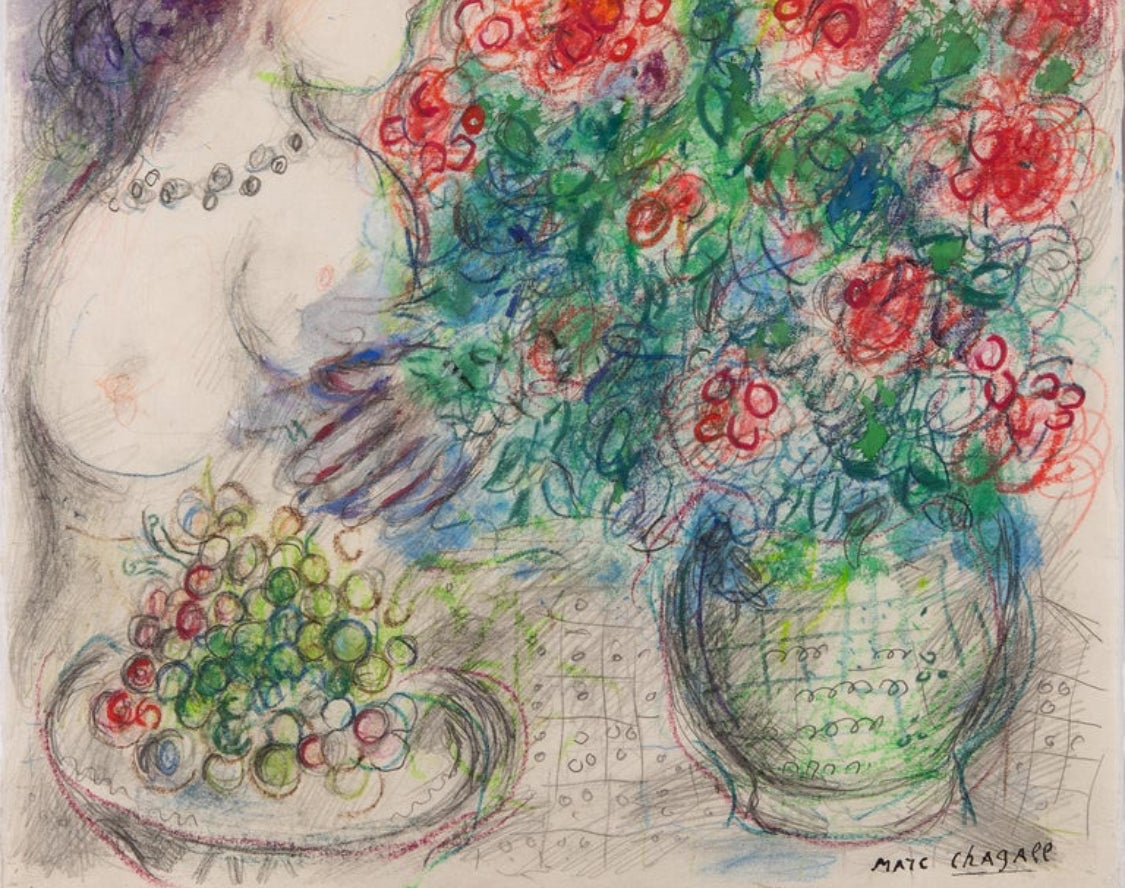 Marc Chagall Pareja de Flores y Pasas, 1976