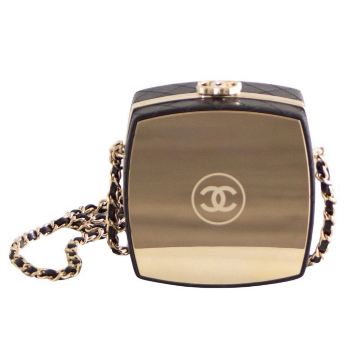Bolso Chanel Dorado y Cuero de Cordero con Espejo de 2010