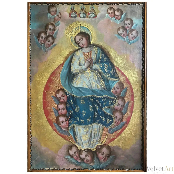 La Coronación de la Virgen | Escuela Virreinal Siglo XVIII
