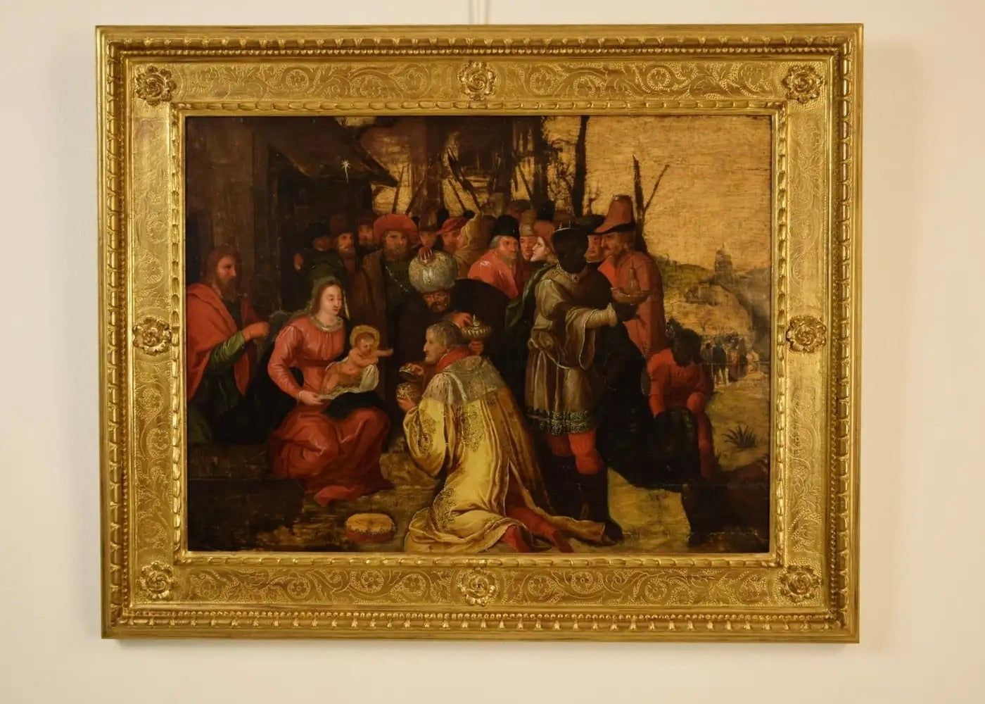 Frans Francken III | Adoración de los Magos | Óleo sobre tabla con fondo dorado | Siglo XVII
