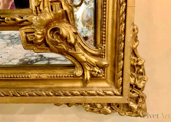 Espejo Francés Luis XVI Dorado de Finales del Siglo XIX