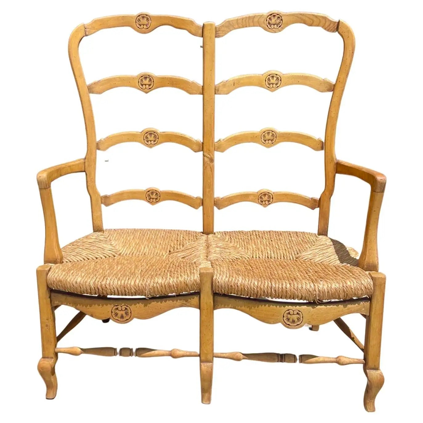 Banqueta Francesa con Asiento de Junco del Siglo XIX