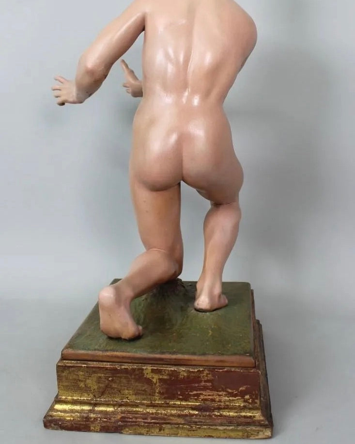 Círculo de Giuseppe Sanmartino | Escultura Napolitana en Madera Tallada y Policromada, Siglo XVIII