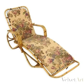Chaise Longue de Ratán y Mimbre Plegable, Suecia, Años 60