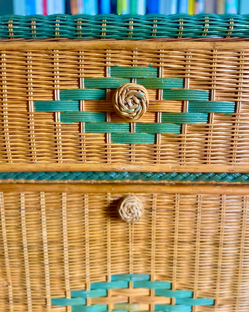 Armario Escritorio Vintage de Mimbre y Ratán