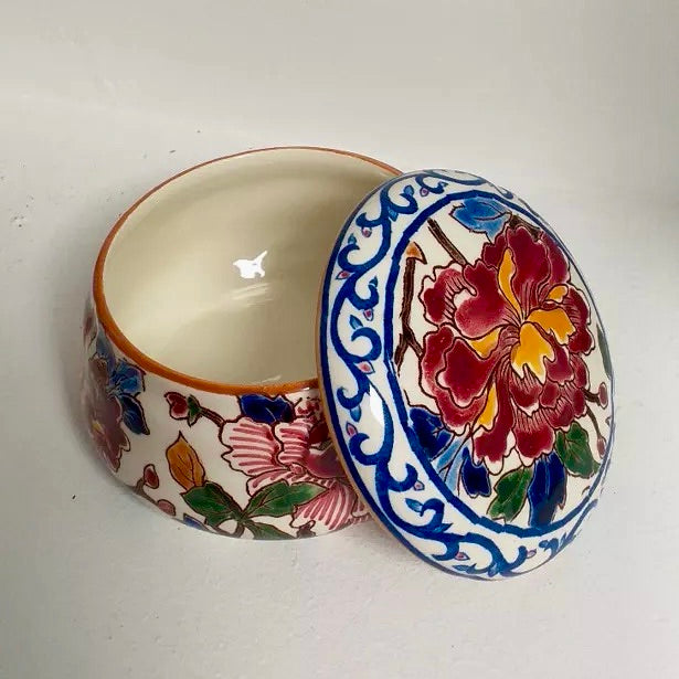 Bombonera de Cerámica Gien Peonía | Loza Francesa Vintage