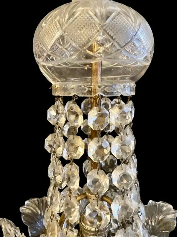 Araña de Cristal Francesa con Detalles de Hojas, 1920