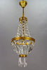 Araña de Latón y Cristal Estilo Imperio Francés, Año 1950