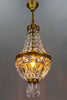 Araña de Latón y Cristal Estilo Imperio Francés, Año 1950