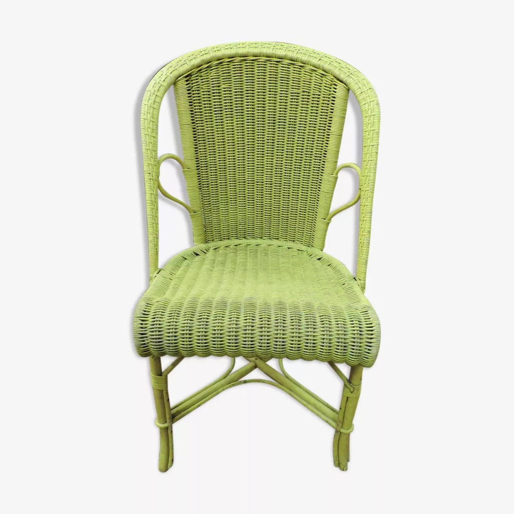 Sillón de Ratán Amarillo de los Años 1930/1940