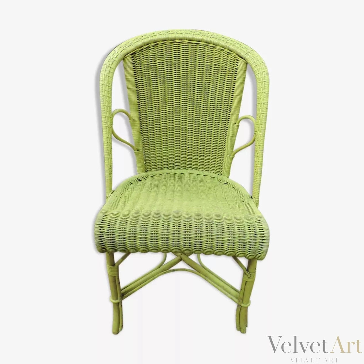 Sillón de Ratán Amarillo de los Años 1930/1940