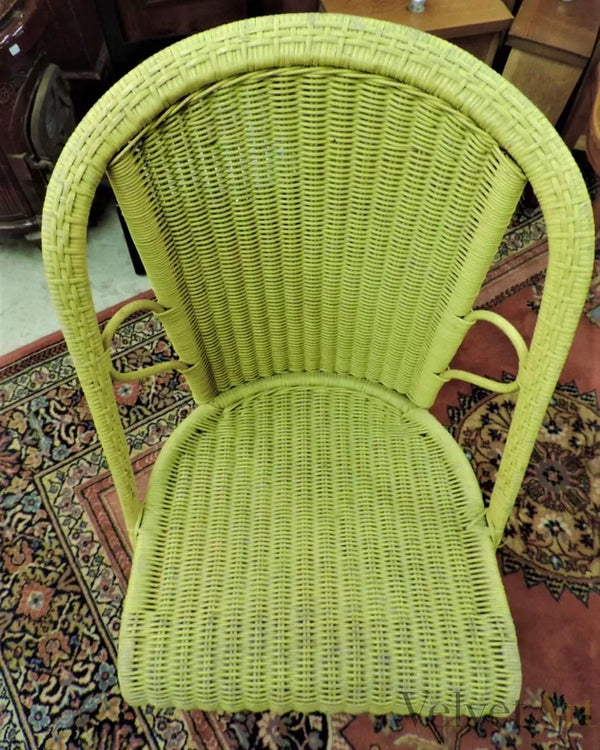 Sillón de Ratán Amarillo de los Años 1930/1940