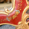 Espejo Rojo Chinoiserie Tallado en Dorado de 1950