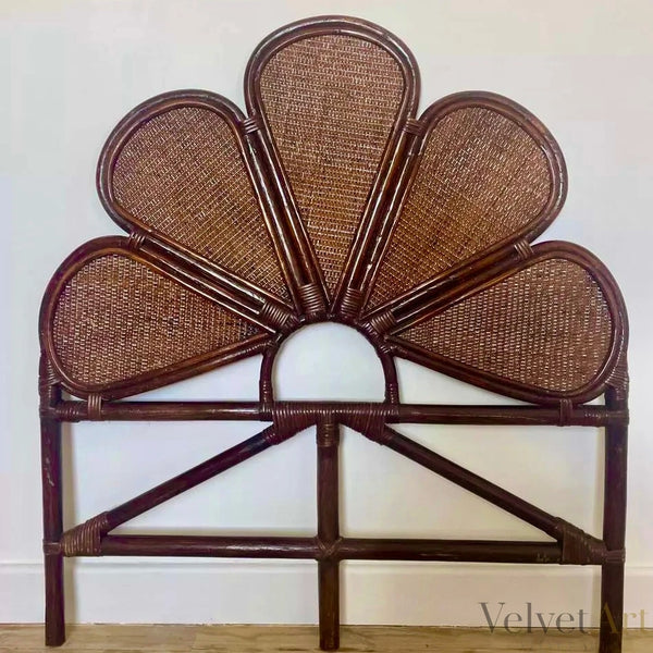 Cabecero de Ratán Marrón con Forma de Flor