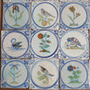 16 Azulejos Delft Holandeses Policromados, con Flores y Pájaros | Siglo XVIII-XIX