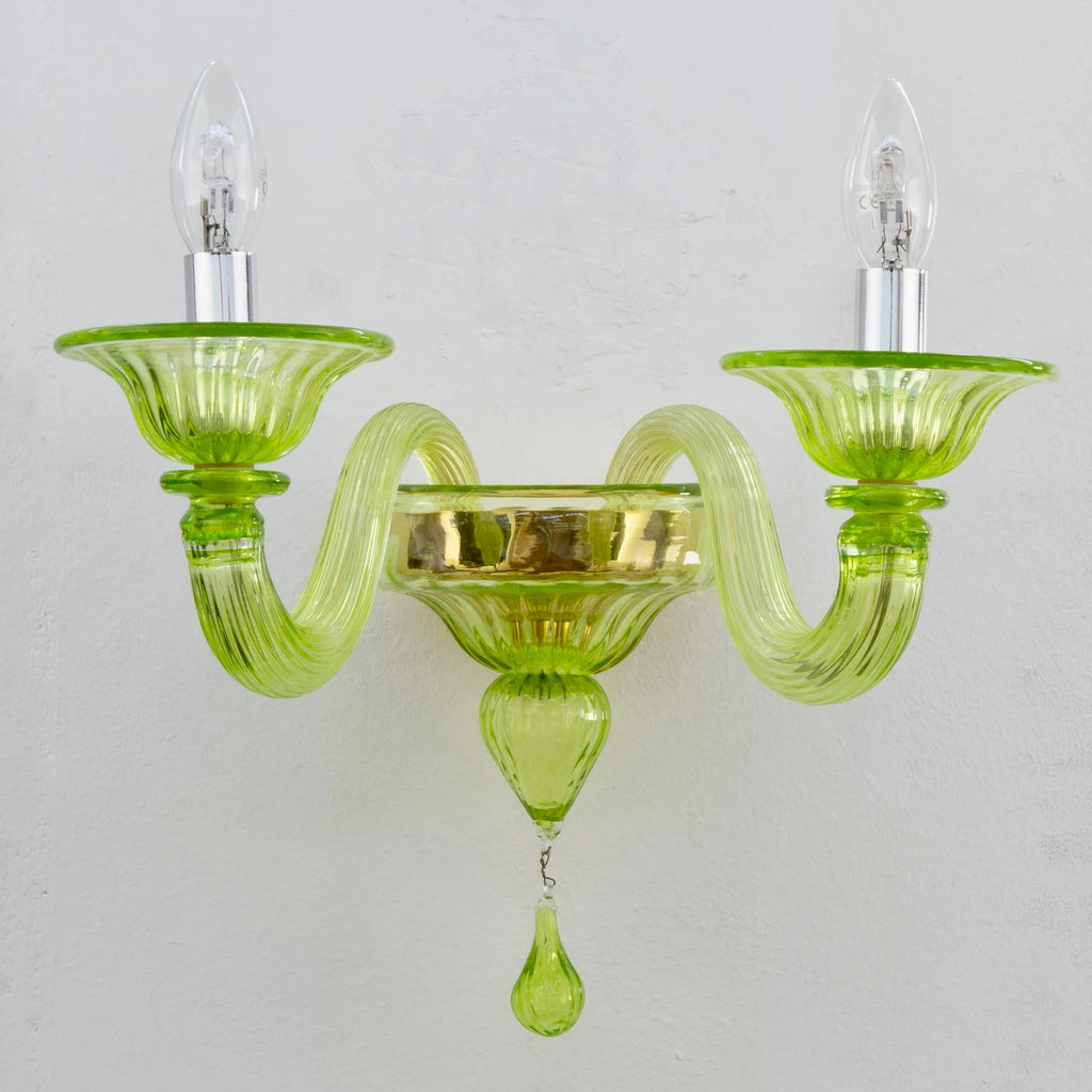 Aplique de Cristal de Murano Verde | Italia, Años 50