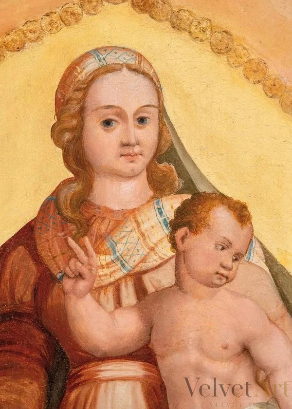La Virgen del Rosario con Santo Domingo y Santa Catalina | Escuela Castellana, Siglo XVI