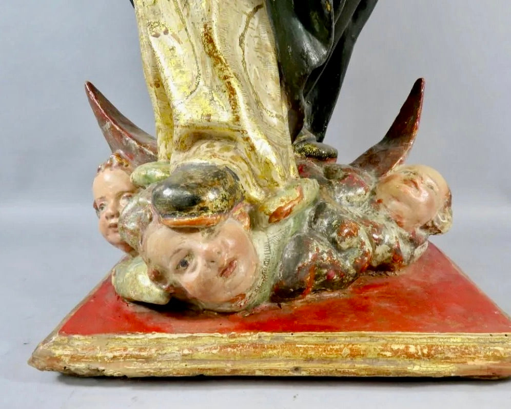 Escuela Valenciana, Siglo XVII | Virgen con Niño | Talla en Madera Dorada