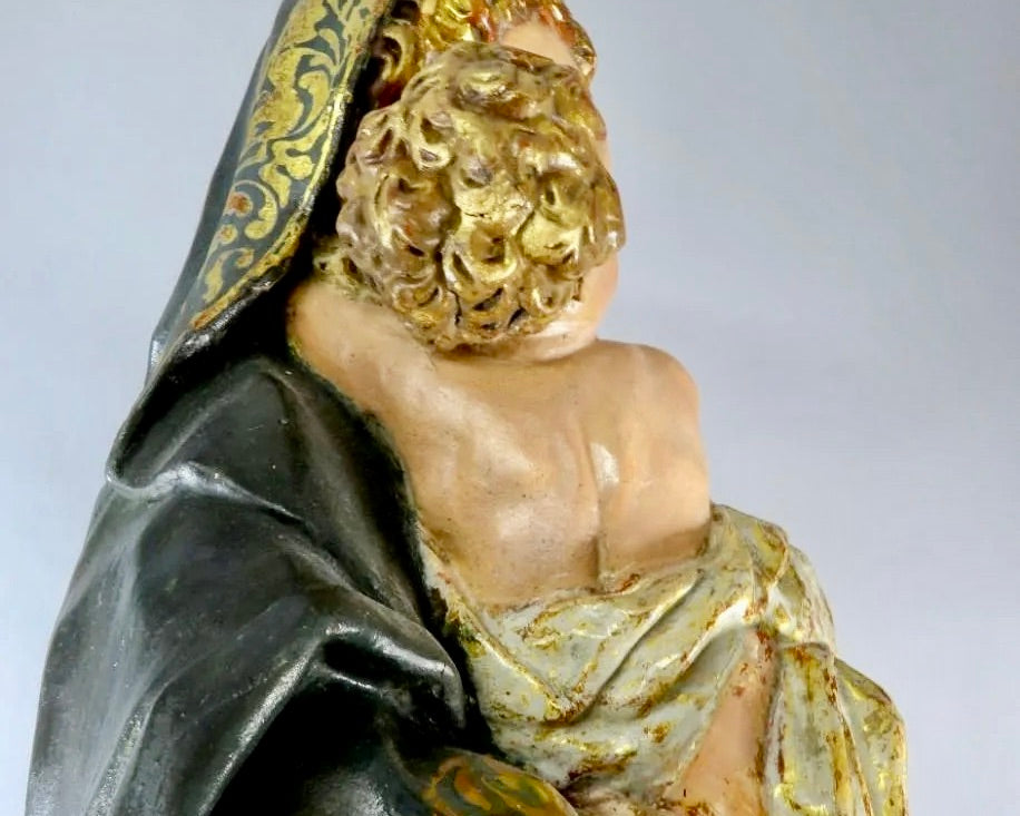 Escuela Valenciana, Siglo XVII | Virgen con Niño | Talla en Madera Dorada