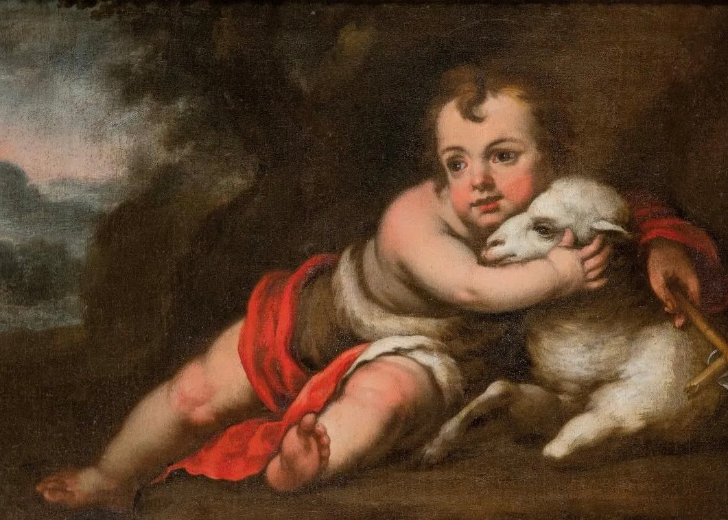 San Juanito con el Cordero | Óleo sobre Lienzo | Escuela Sevillana, Siglo XVII